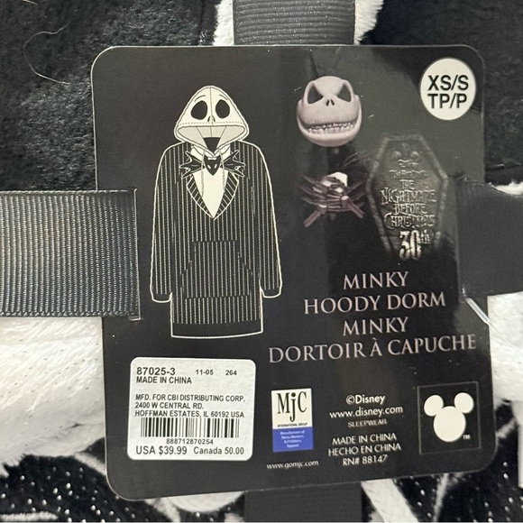 Disney Jack Skellington Minky Hoodie- NWT XS/S - Picture 5 of 6
